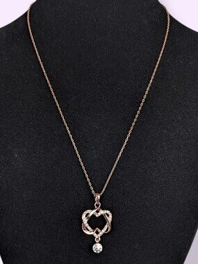 18KGP Rose Gold Double Heart Pendant Necklace